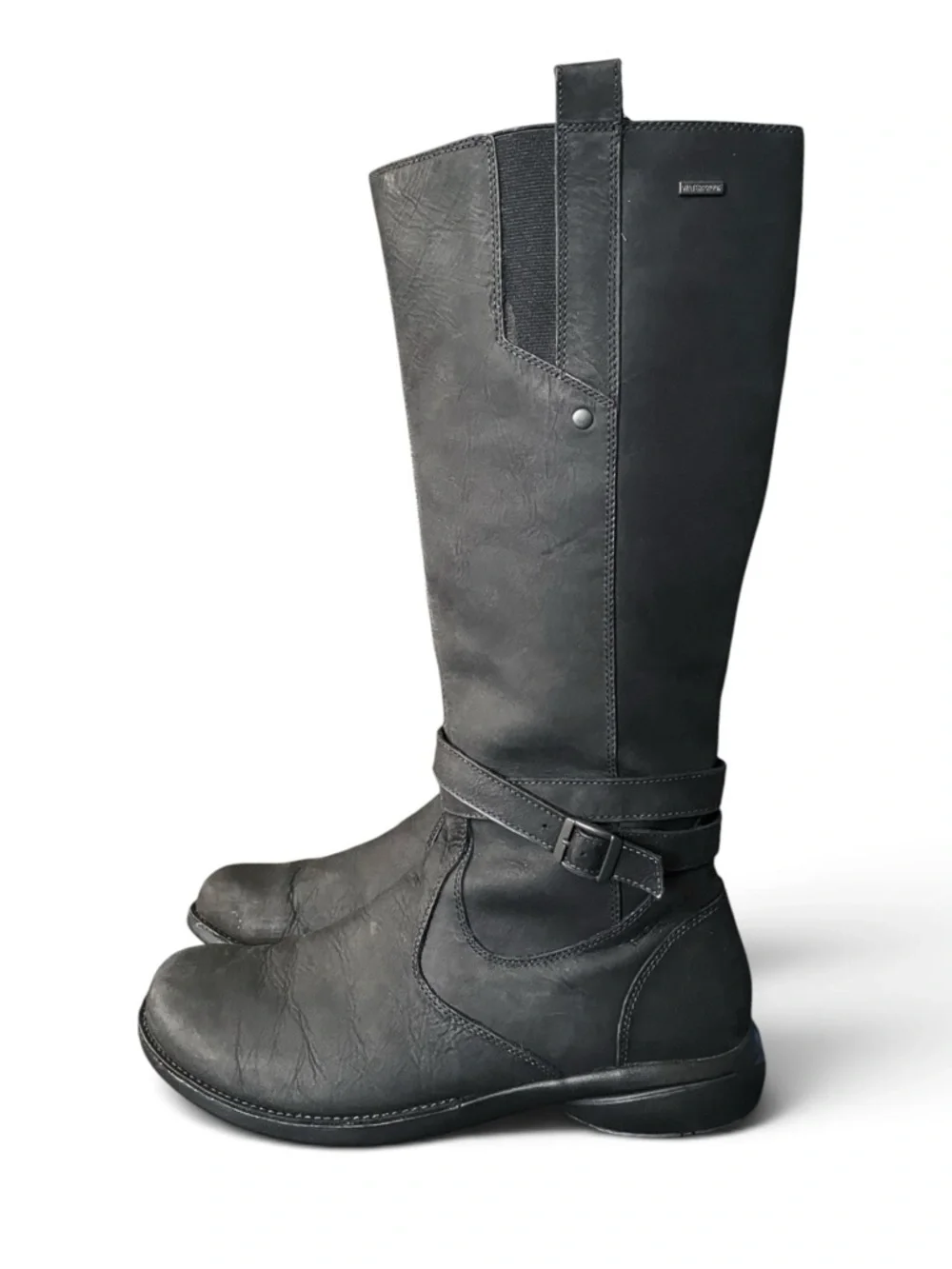 Merrell Women’s Tetra Strap Waterproof Boots Smooth Black Riding Boots Size 10
